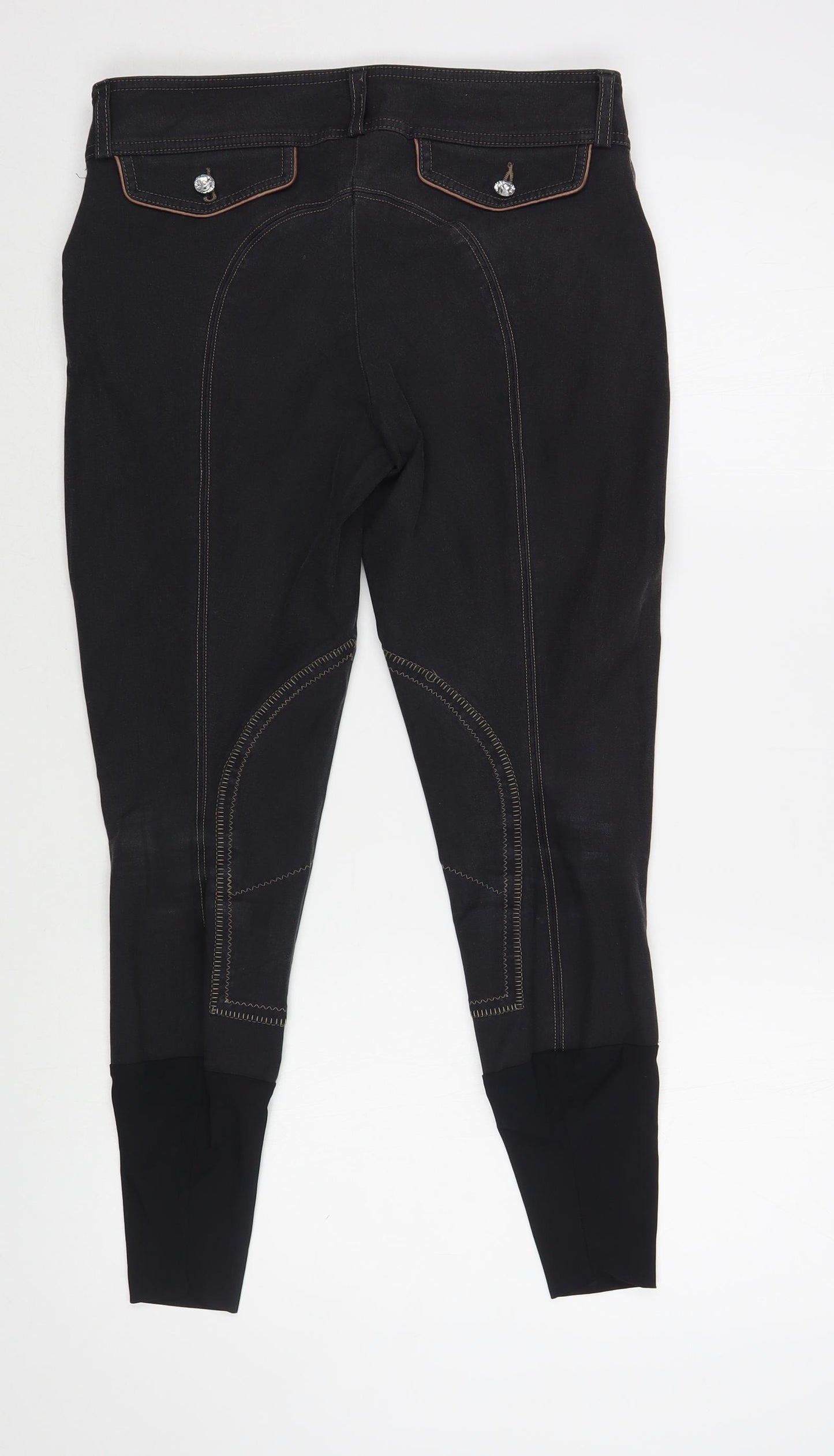 Made in Italy Womens Black  Cotton Cropped Jeans Size 14 L25 in Regular Button