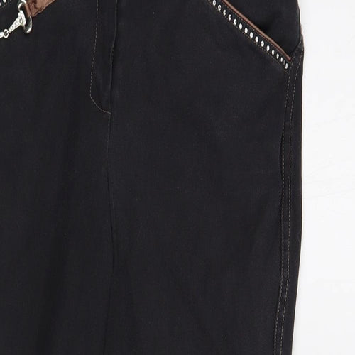 Made in Italy Womens Black  Cotton Cropped Jeans Size 14 L25 in Regular Button