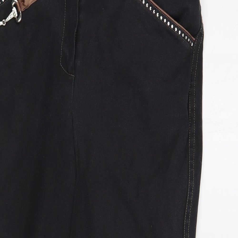 Made in Italy Womens Black  Cotton Cropped Jeans Size 14 L25 in Regular Button