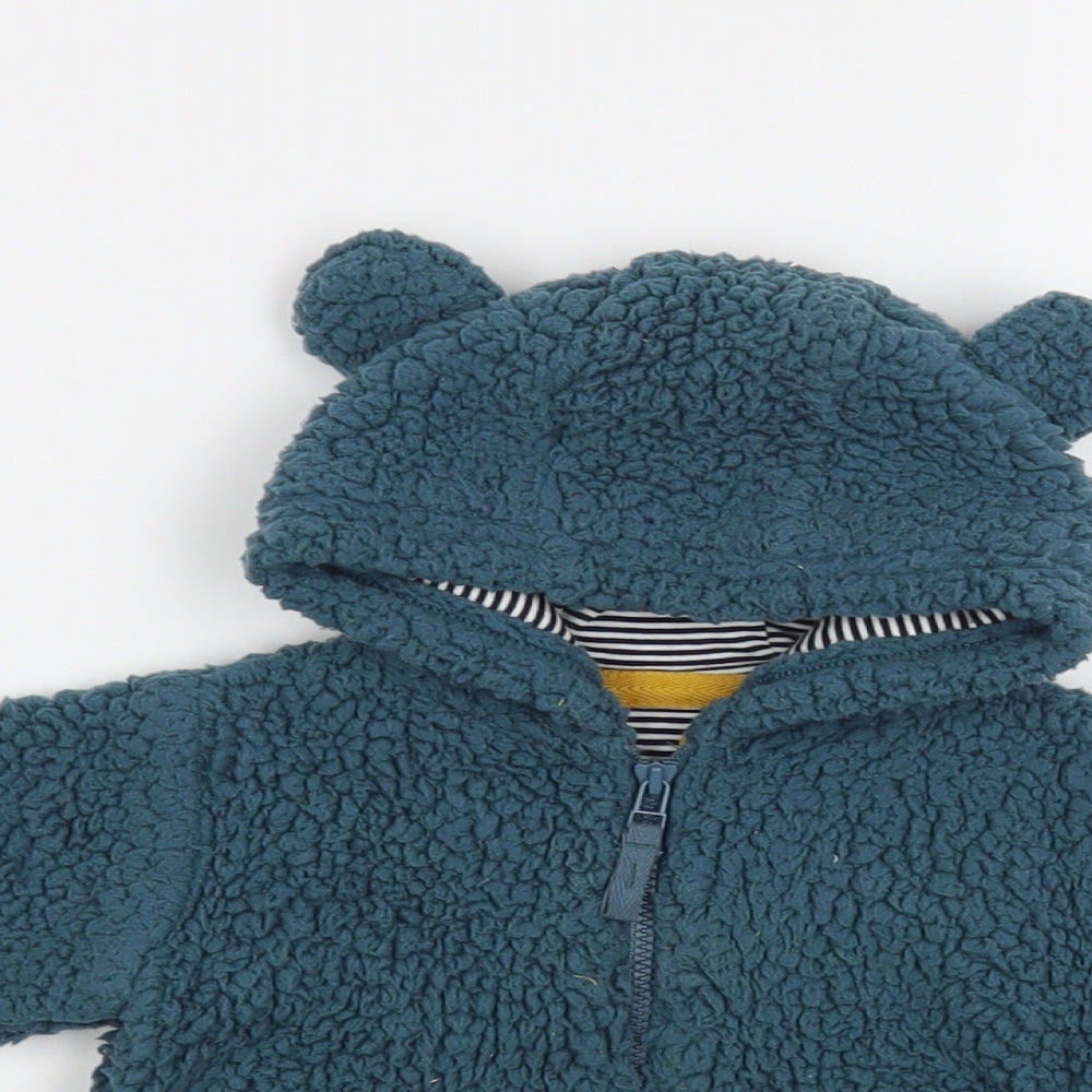 Marks and Spencer Baby Green   Basic Jacket Jacket Size 3-6 Months   Zip - Bear Hood