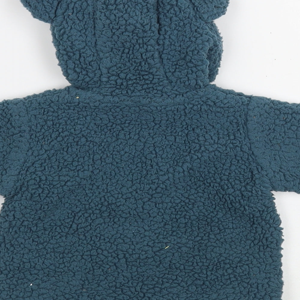 Marks and Spencer Baby Green   Basic Jacket Jacket Size 3-6 Months   Zip - Bear Hood