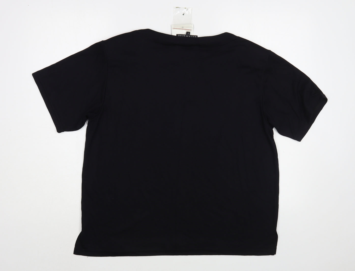 Casamia Womens Black  Viscose Basic Blouse Size L Boat Neck - Embellished Neckline