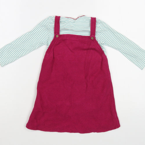 NEXT Baby Pink Striped Cotton Dress Set Outfit/Set Size 12-18 Months  Snap