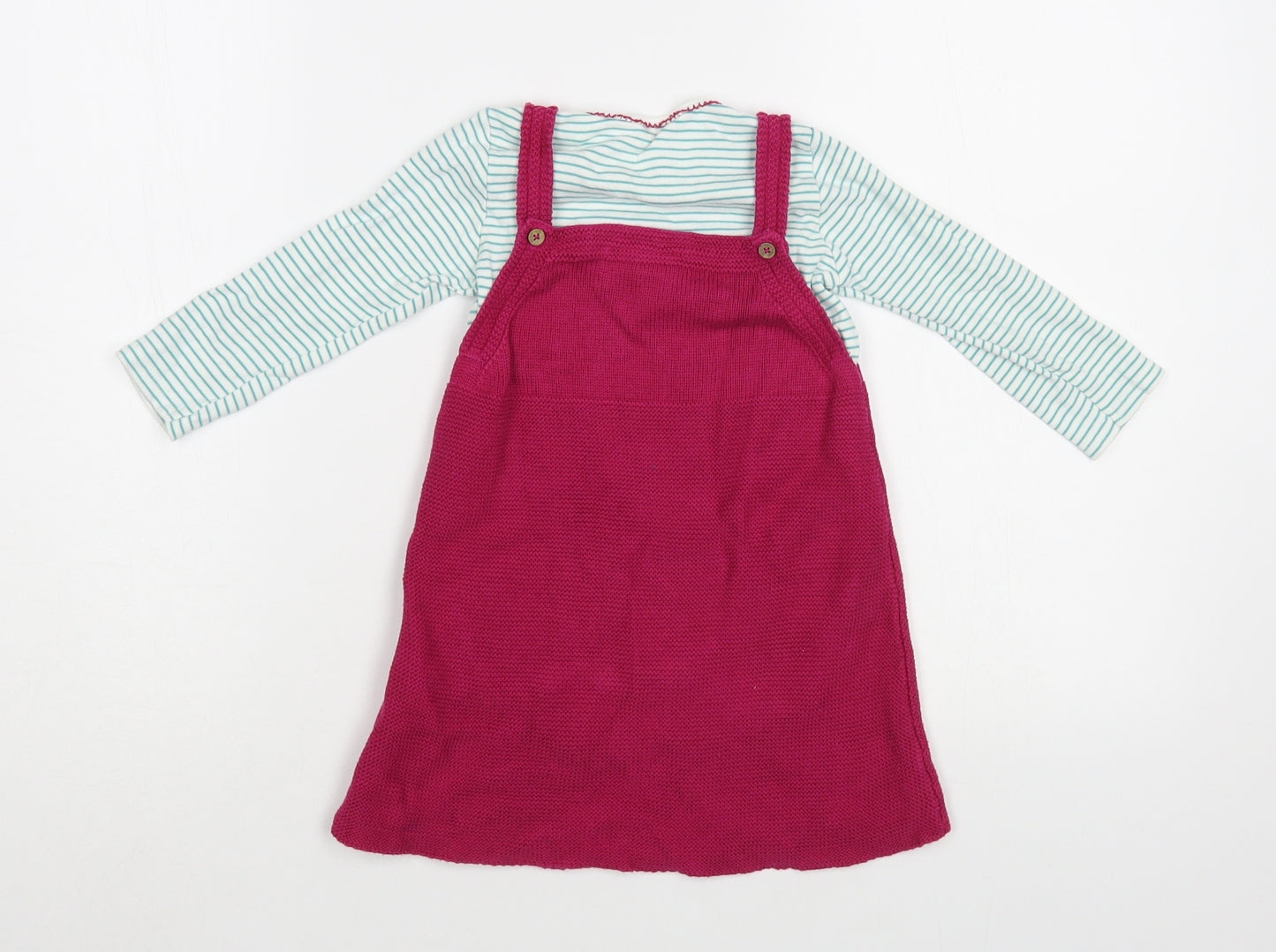 NEXT Baby Pink Striped Cotton Dress Set Outfit/Set Size 12-18 Months  Snap