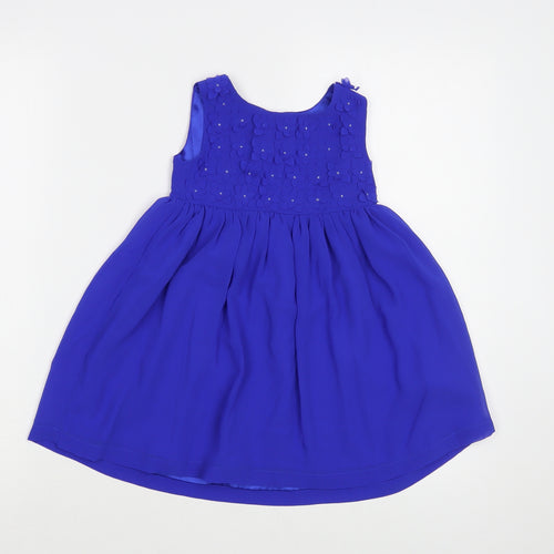 Blue Zoo  Baby Blue  Polyester A-Line  Size 18-24 Months  Boat Neck Button