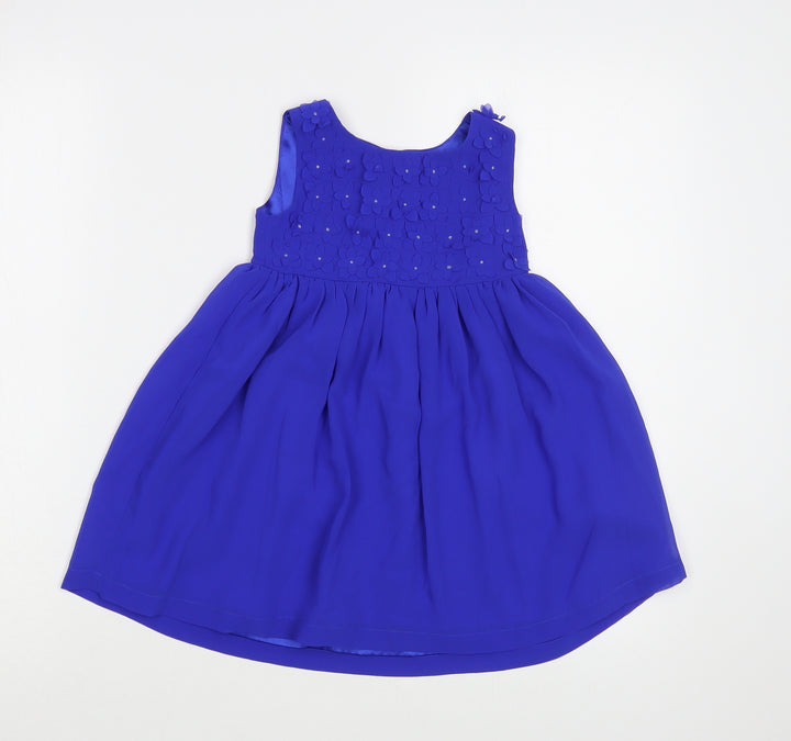 Blue Zoo  Baby Blue  Polyester A-Line  Size 18-24 Months  Boat Neck Button