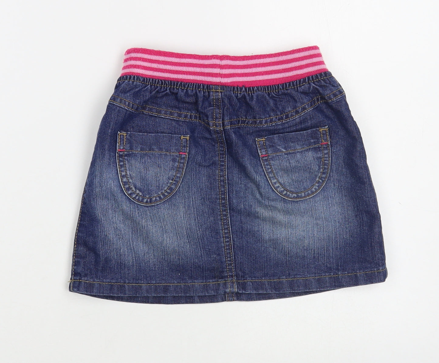 George Girls Blue  Cotton Mini Skirt Size 3-4 Years  Regular Drawstring