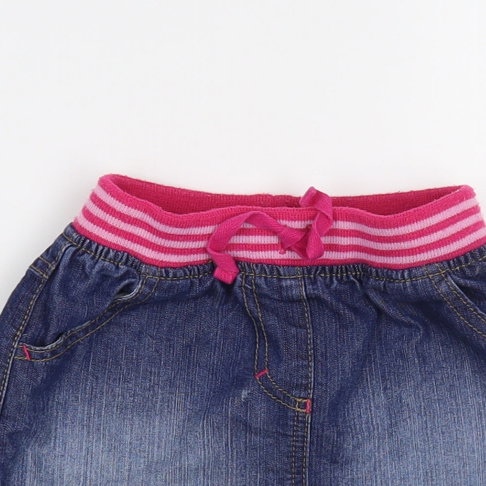 George Girls Blue  Cotton Mini Skirt Size 3-4 Years  Regular Drawstring