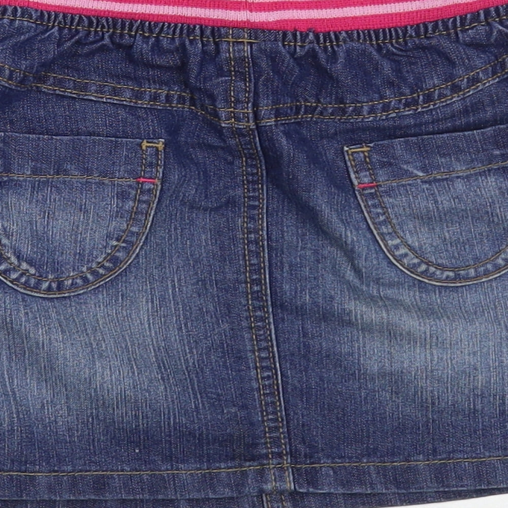 George Girls Blue  Cotton Mini Skirt Size 3-4 Years  Regular Drawstring