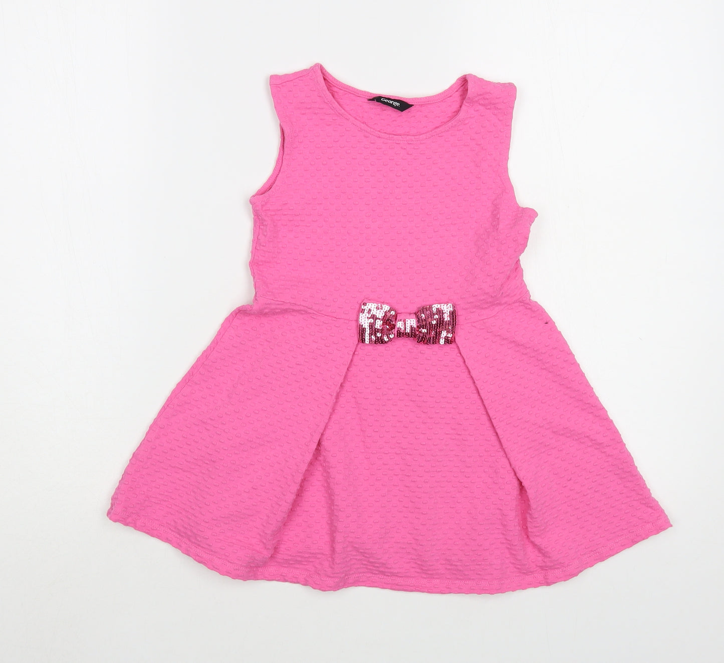 George Girls Pink  Cotton A-Line  Size 4-5 Years  Boat Neck Pullover