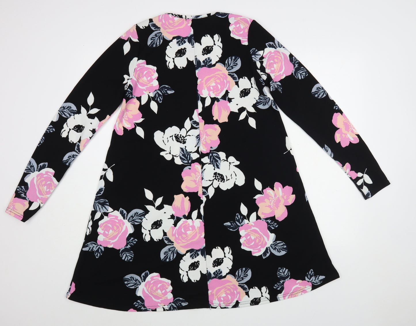 Quiz Womens Black Floral Polyester A-Line  Size 12  Round Neck Pullover