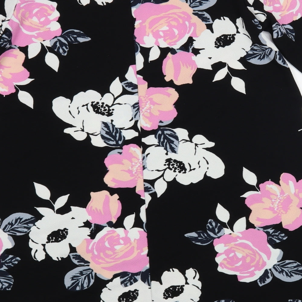 Quiz Womens Black Floral Polyester A-Line  Size 12  Round Neck Pullover