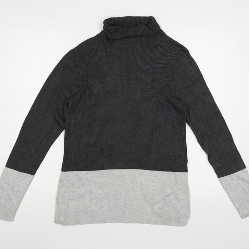 Gallery Womens Grey Roll Neck  Viscose Pullover Jumper Size XL