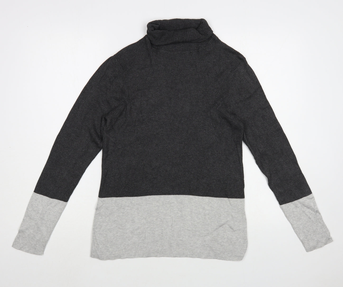 Gallery Womens Grey Roll Neck  Viscose Pullover Jumper Size XL