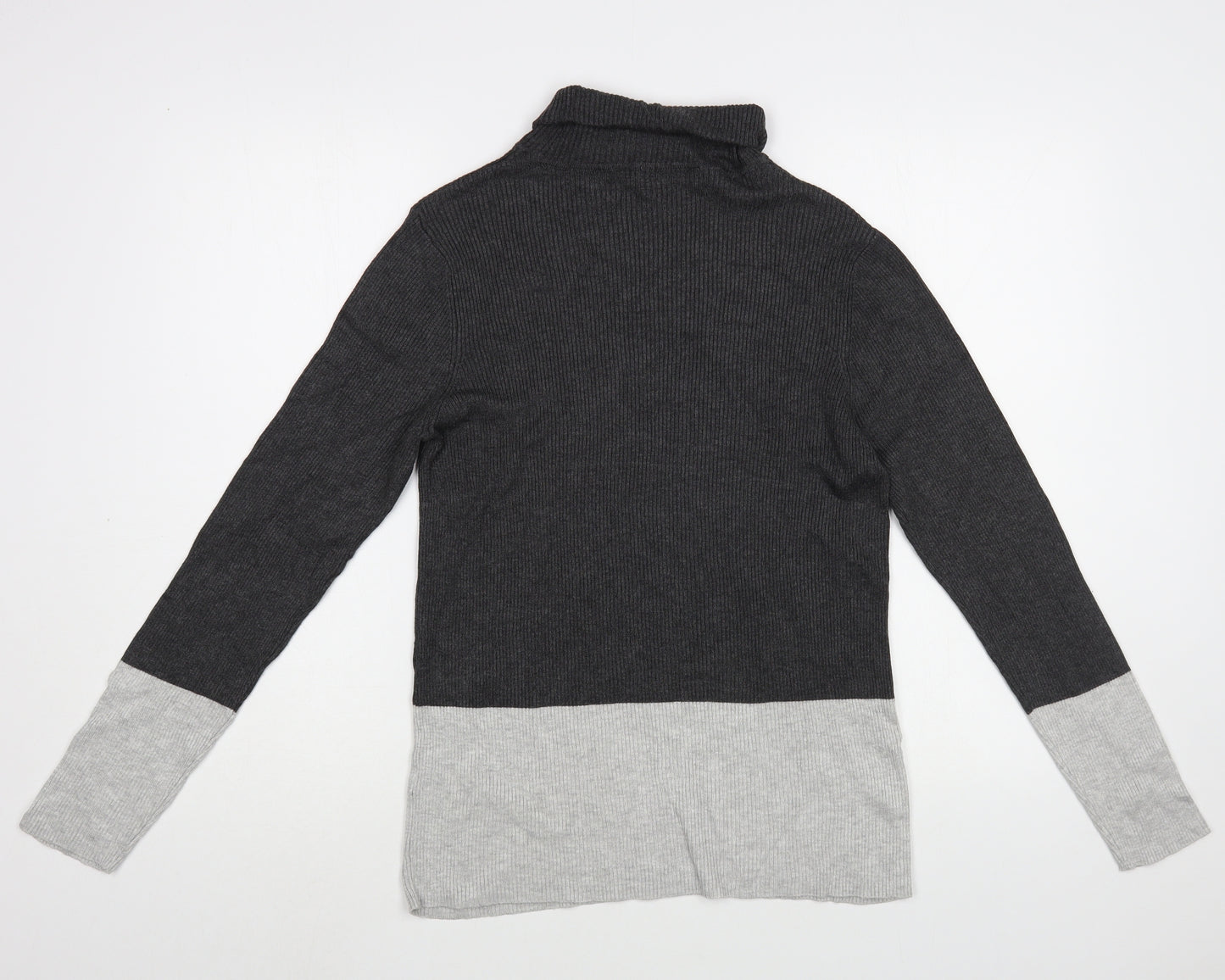 Gallery Womens Grey Roll Neck  Viscose Pullover Jumper Size XL