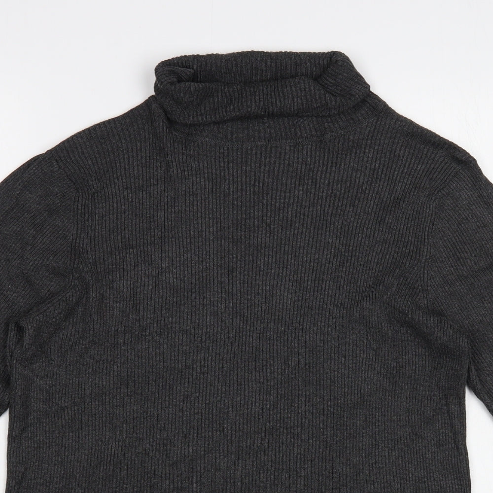 Gallery Womens Grey Roll Neck  Viscose Pullover Jumper Size XL