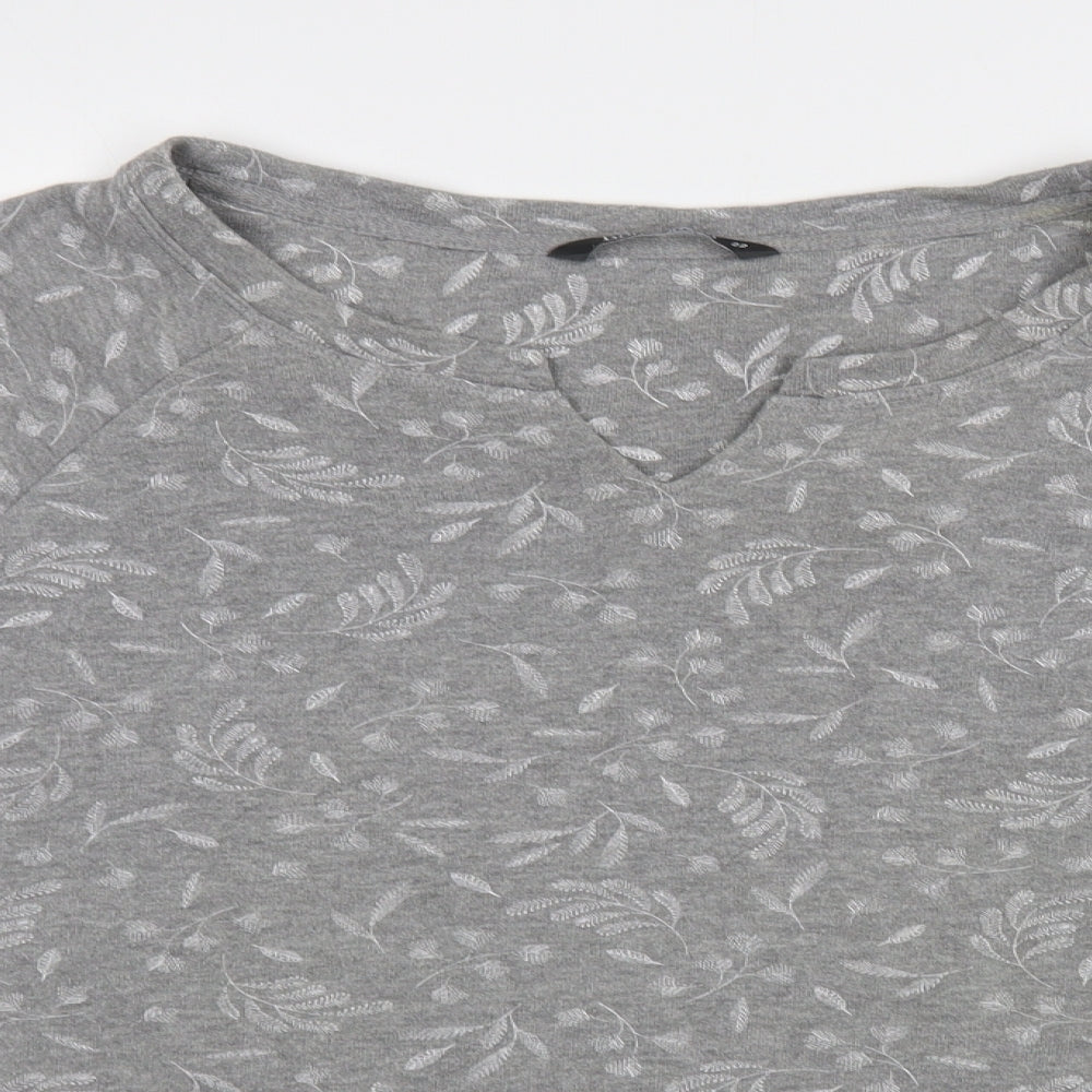 Bonmarché Womens Grey Floral Cotton Pullover Sweatshirt Size 22  Pullover