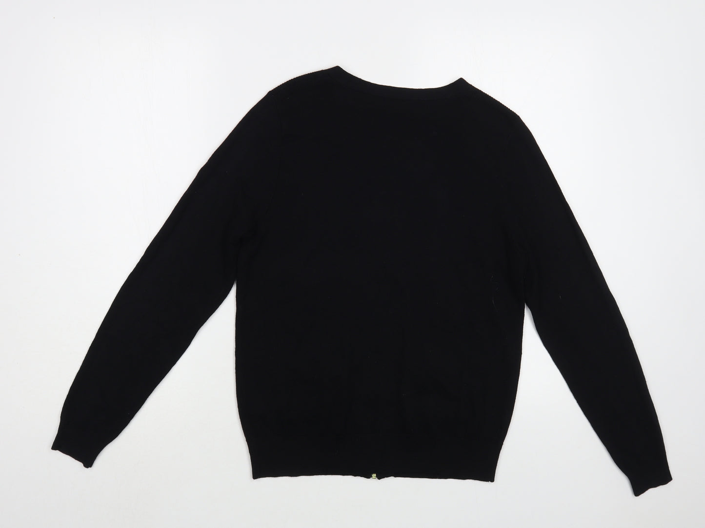Marks and Spencer Womens Black V-Neck  Viscose Full Zip Jumper Size 12