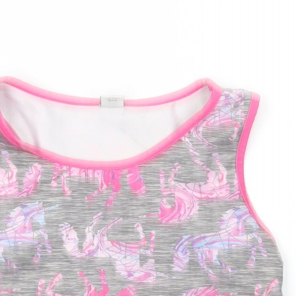 TU Girls Pink  Polyester Cropped Tank Size 12 Years Round Neck