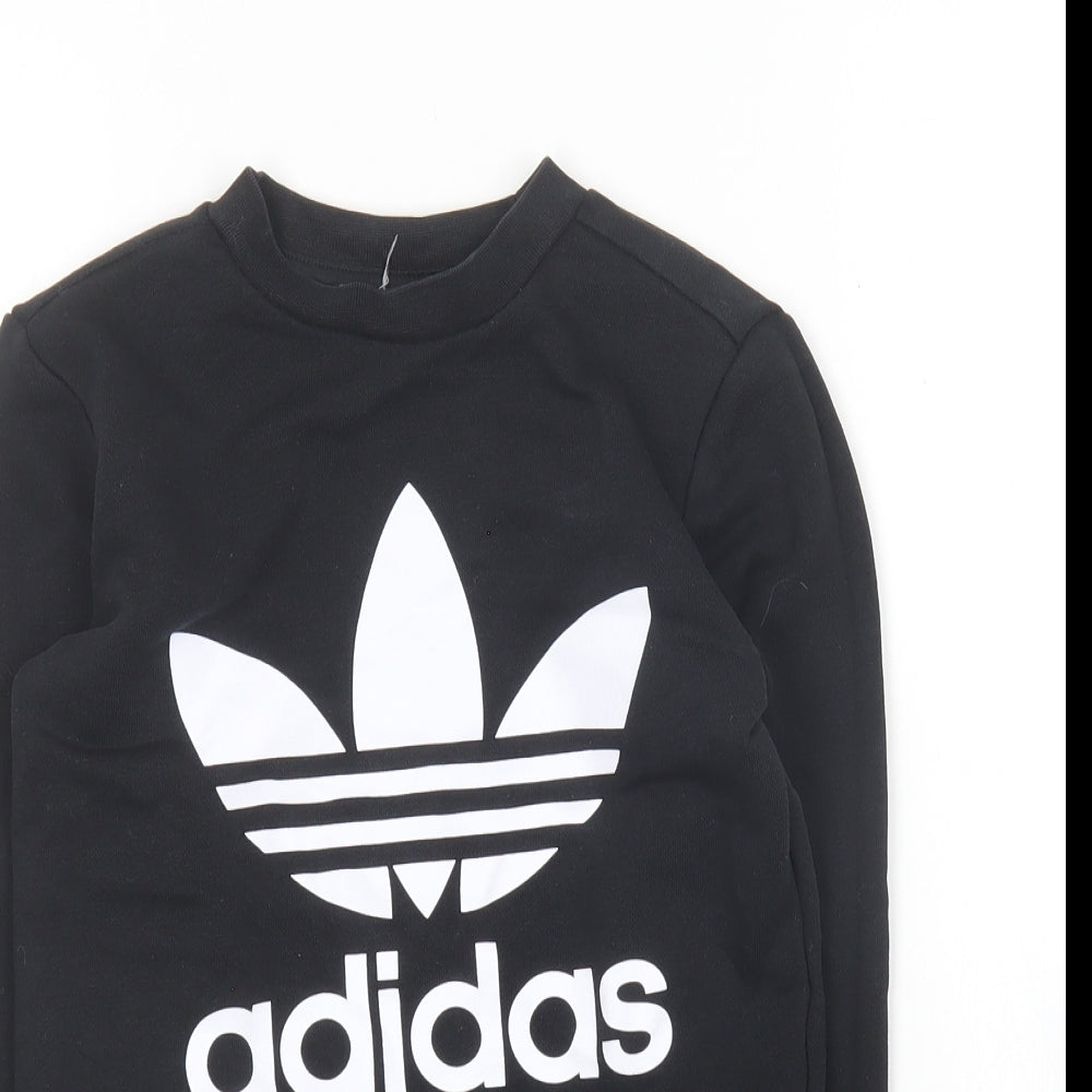 adidas Boys Black Round Neck  Cotton Pullover Jumper Size 4-5 Years