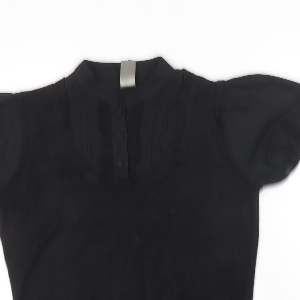 NEXT Womens Black Collared  Viscose Pullover Jumper Size 14