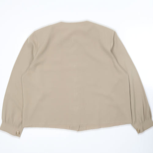 Fashion Extra Collection Womens Beige  Polyester Basic Button-Up Size 18 Round Neck
