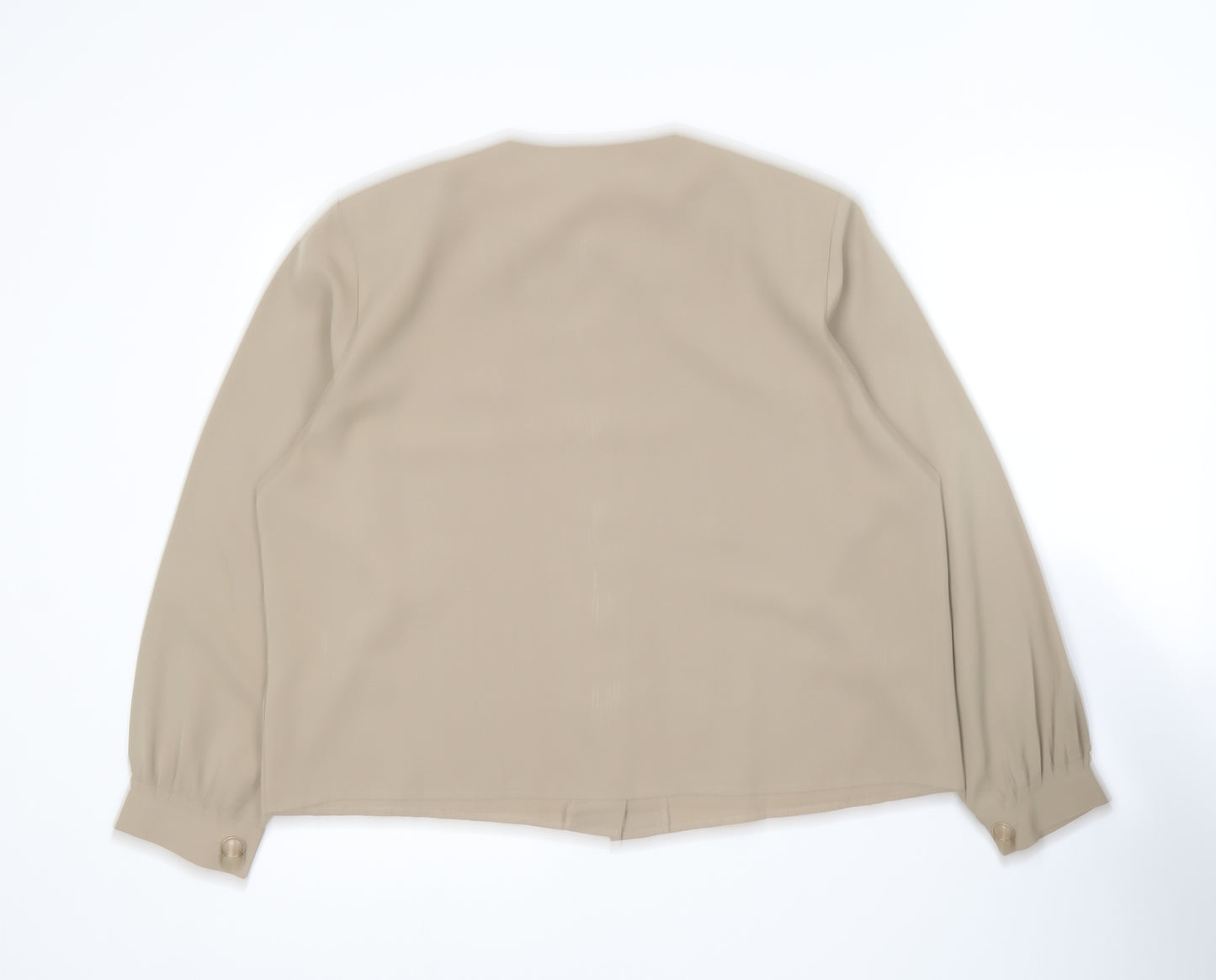 Fashion Extra Collection Womens Beige  Polyester Basic Button-Up Size 18 Round Neck