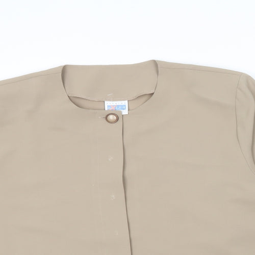 Fashion Extra Collection Womens Beige  Polyester Basic Button-Up Size 18 Round Neck