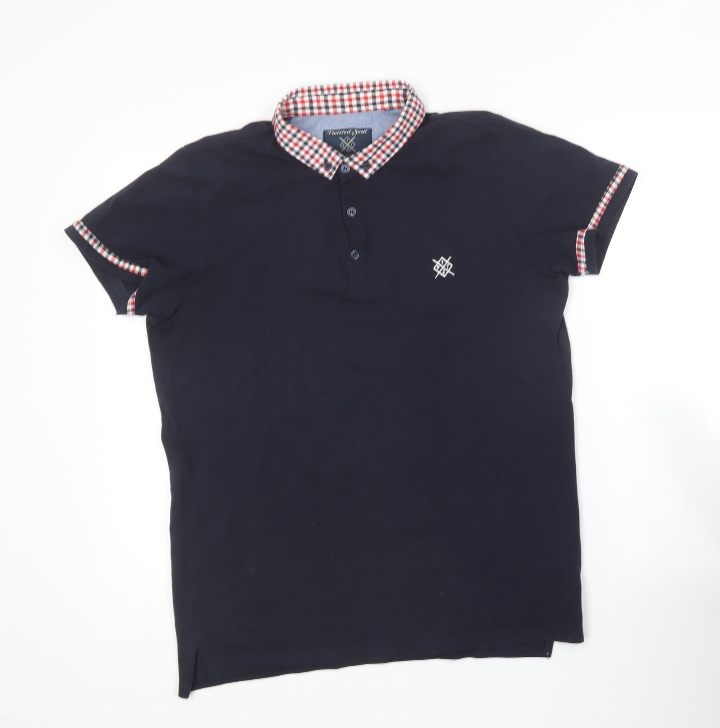 Twisted Soul Mens Blue  Cotton  Polo Size L Collared