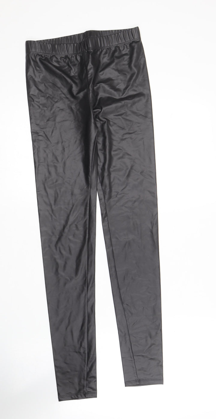 Atmosphere Womens Black Polyester Carrot Leggings Size 6 L28 in - Leather