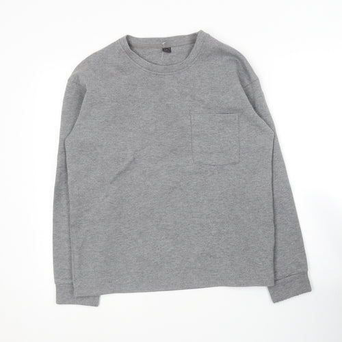 Toky Life Mens Grey Round Neck  Cotton Pullover Jumper Size M