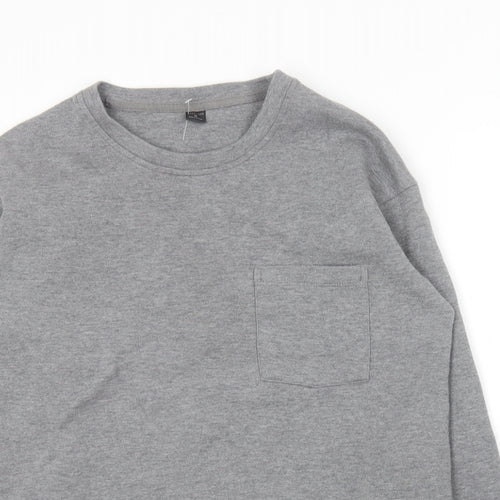 Toky Life Mens Grey Round Neck  Cotton Pullover Jumper Size M