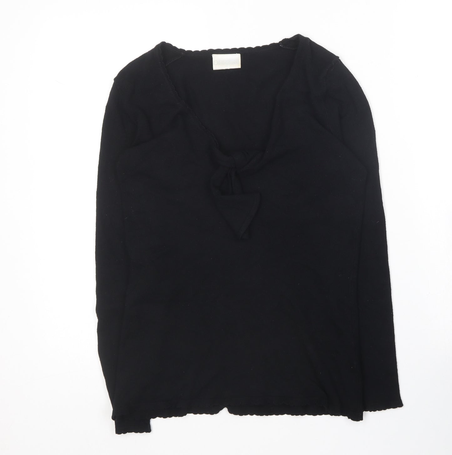Off Shoot Womens Black V-Neck  Rayon Pullover Jumper Size S