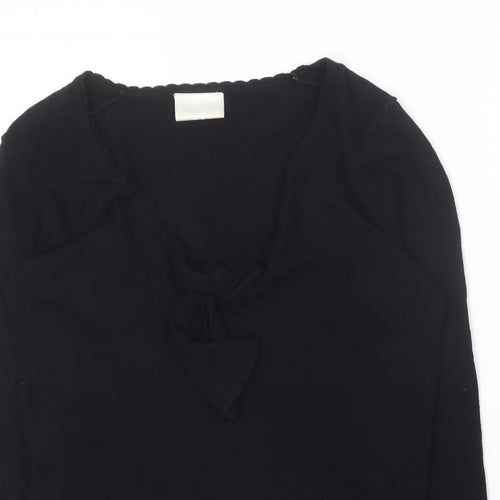 Off Shoot Womens Black V-Neck  Rayon Pullover Jumper Size S