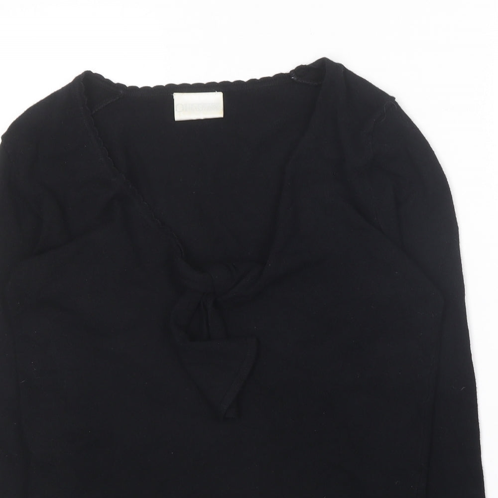 Off Shoot Womens Black V-Neck  Rayon Pullover Jumper Size S
