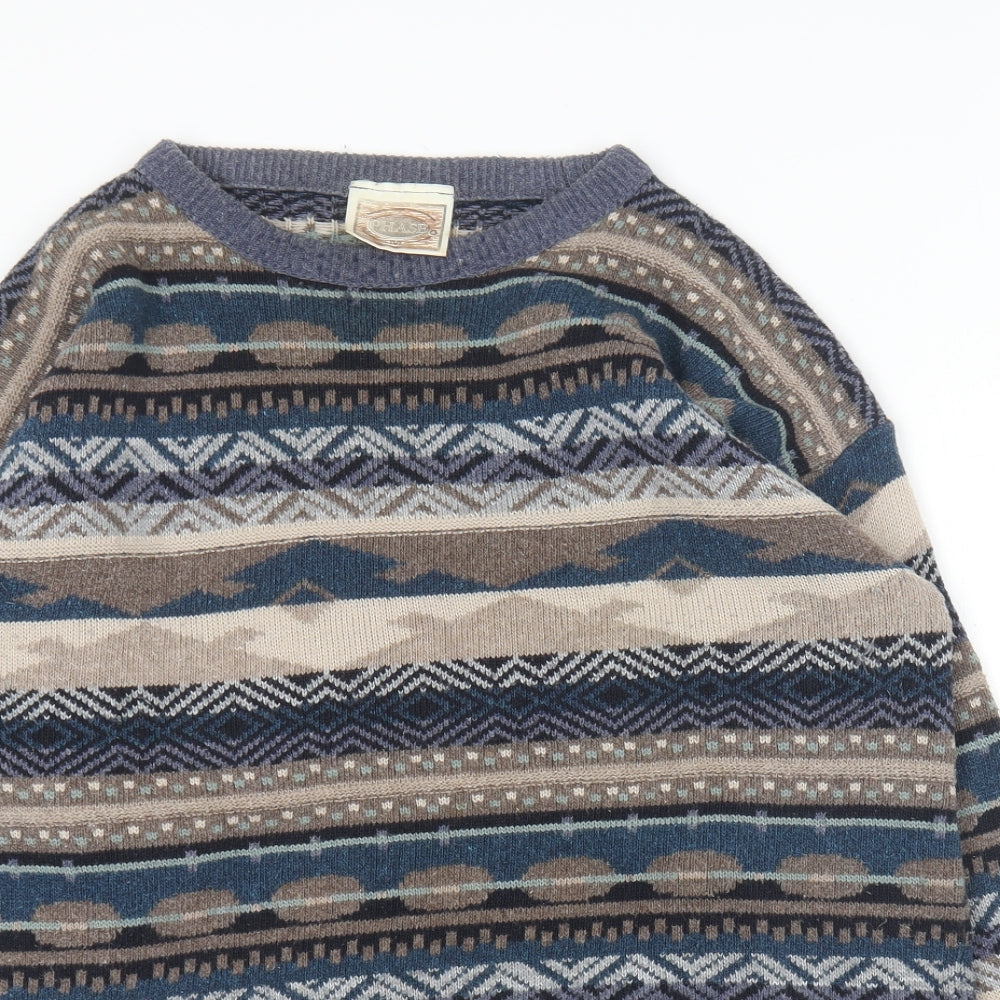 Phase Eight Womens Multicoloured Round Neck Geometric Cotton Pullover Jumper Size 12
