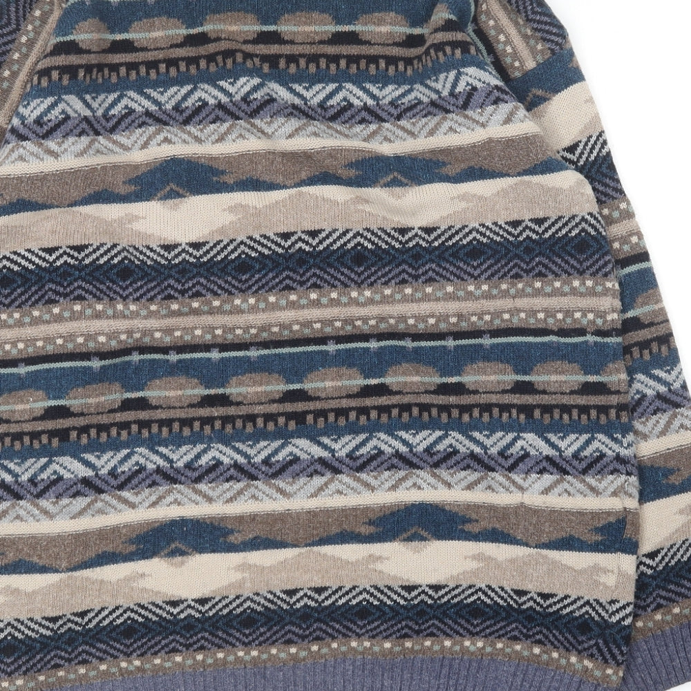 Phase Eight Womens Multicoloured Round Neck Geometric Cotton Pullover Jumper Size 12