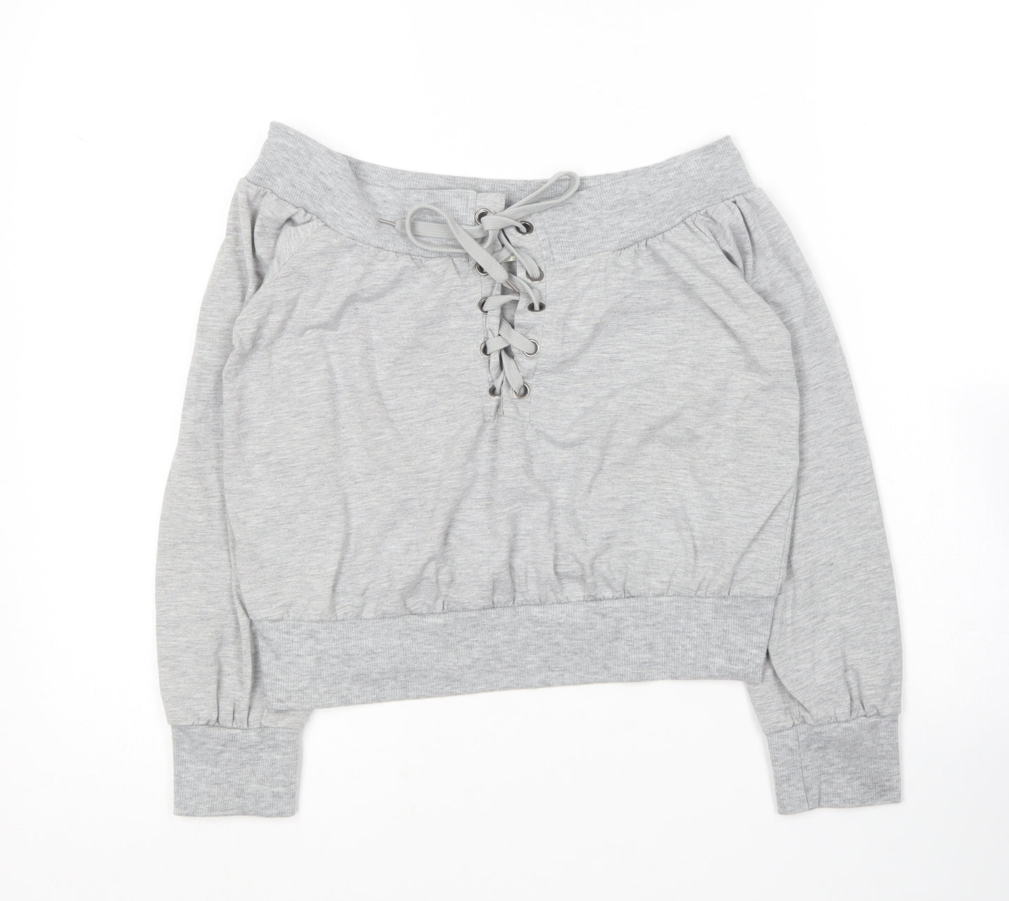 Liangdoods Womens Grey Boat Neck  Cotton Pullover Jumper Size XL