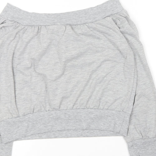 Liangdoods Womens Grey Boat Neck  Cotton Pullover Jumper Size XL