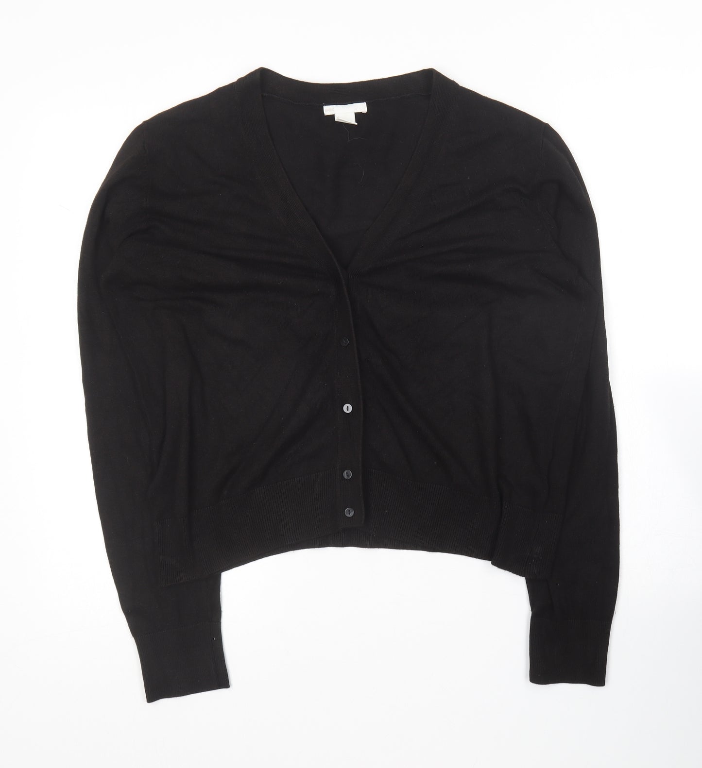 H&M Womens Brown V-Neck  Viscose Cardigan Jumper Size M