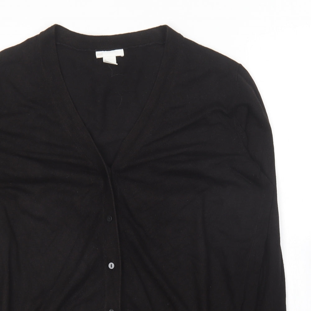 H&M Womens Brown V-Neck  Viscose Cardigan Jumper Size M