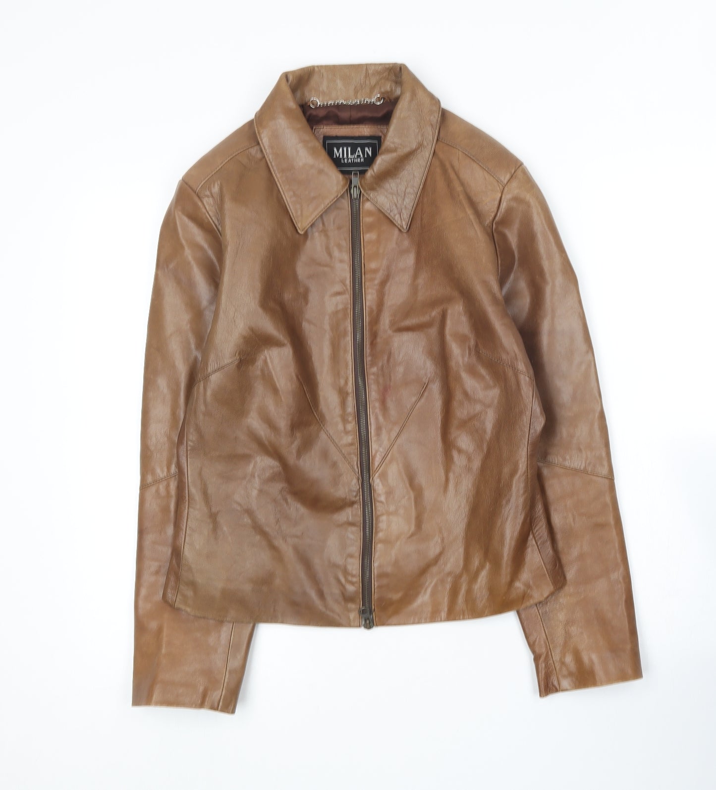 Milan Leather Womens Brown   Jacket  Size 10