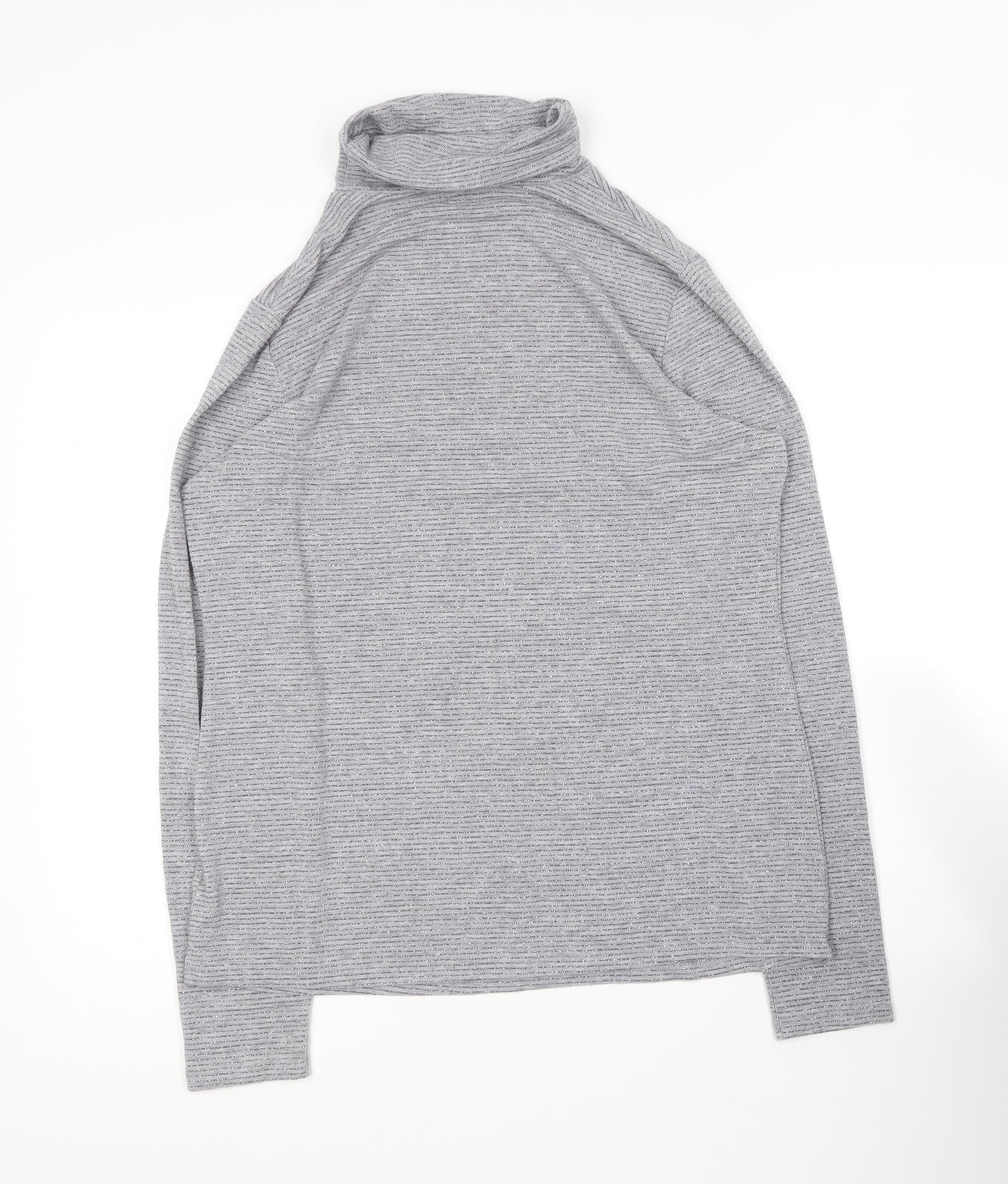 NEXT Womens Grey Roll Neck Striped Polyester Pullover Jumper Size 16