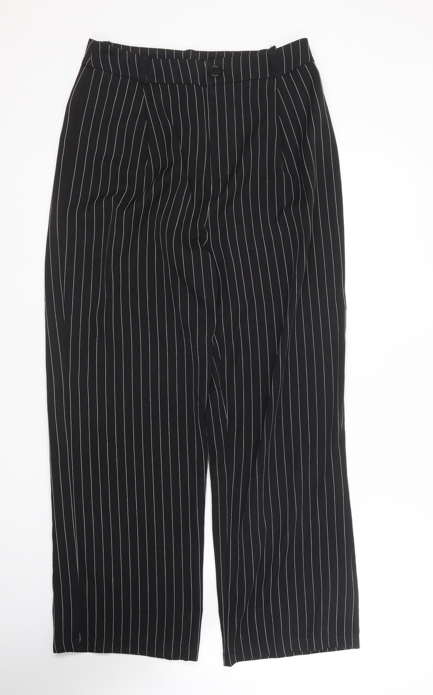 SheIn Womens Black Striped Polyester Trousers  Size L L27 in Regular