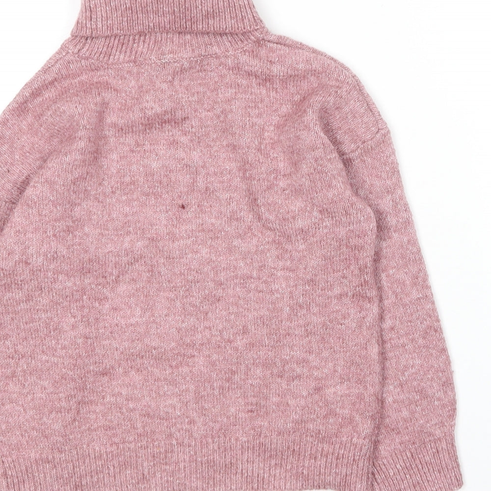 TU Girls Pink Roll Neck  Acrylic Pullover Jumper Size 6 Years   - Christmas Jumper