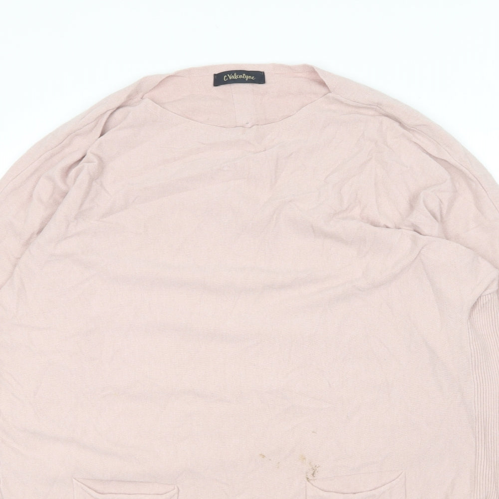 C.Valentyne Womens Pink Round Neck  Modal Pullover Jumper Size 14