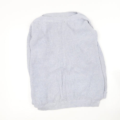 Marks and Spencer Womens Blue Round Neck  Cotton Pullover Jumper Size S