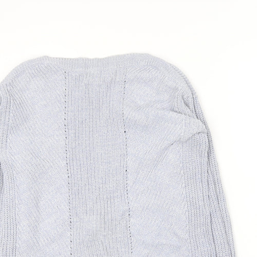 Marks and Spencer Womens Blue Round Neck  Cotton Pullover Jumper Size S