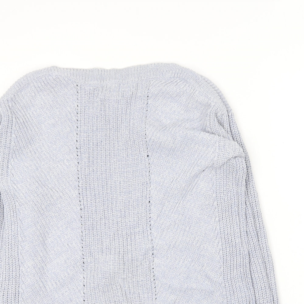 Marks and Spencer Womens Blue Round Neck  Cotton Pullover Jumper Size S