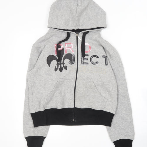 Boogy Girls Grey  Cotton Full Zip Hoodie Size L